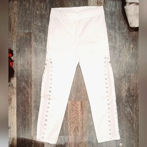 White Lace Up Pants